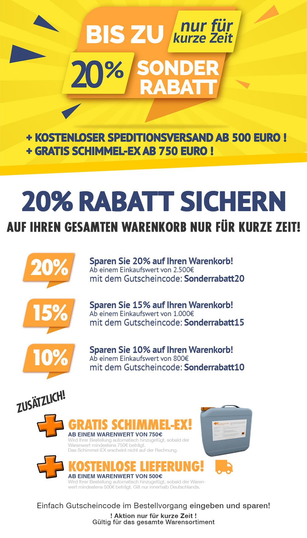 Sonderrabattaktion im Klimaplatten mit bis zu 20% Rabatt, gratis Schimmel-EX und vieles mehr!