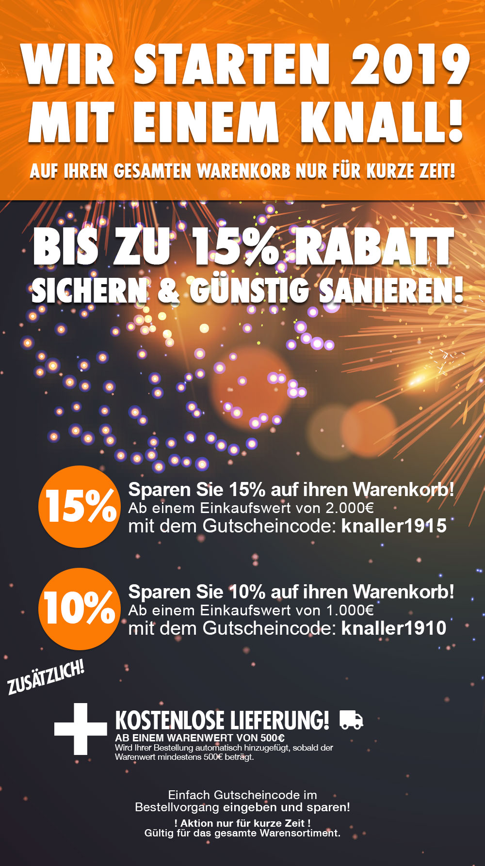 Neujahrsrabatt 2019 im Klimaplatten mit bis zu 15% Rabatt und mehr!