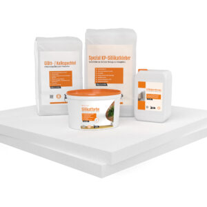 Renovierpaket Glatt 50mm (Klimaplatten 1.000x1.000x50mm, Grundierung, Kleber, Spachtel & Farbe oder Streich- und Rollputz)