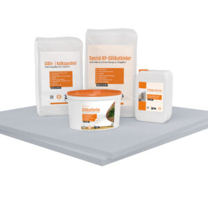 Renovierpaket extra fest 25mm (Klimaplatten 1.000×1.220x25mm, Grundierung, Kleber, Spachtel & Farbe oder Roll- und Streichputz)