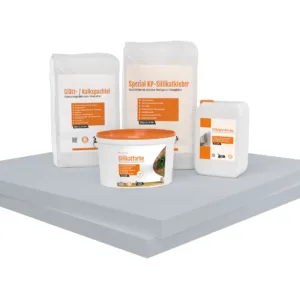Renovierpaket extra fest 50mm (Klimaplatten 1.000×1.220x50mm, Grundierung, Kleber, Spachtel & Farbe oder Streich- und Rollputz)