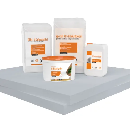 Renovierpaket extra fest Glatt 60mm (Klimaplatten 1.000×1.220x60mm, Grundierung, Kleber, Spachtel & Farbe oder Streich- und Rollputz)