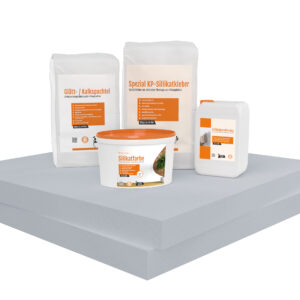Renovierpaket extra fest Glatt 80mm (Klimaplatten 1.000×610x80mm, Grundierung, Kleber, Spachtel & Farbe oder Streich- und Rollputz)