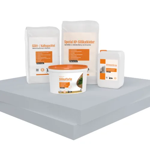 Renovierpaket extra fest Glatt 80mm (Klimaplatten 1.000×610x80mm, Grundierung, Kleber, Spachtel & Farbe oder Streich- und Rollputz)
